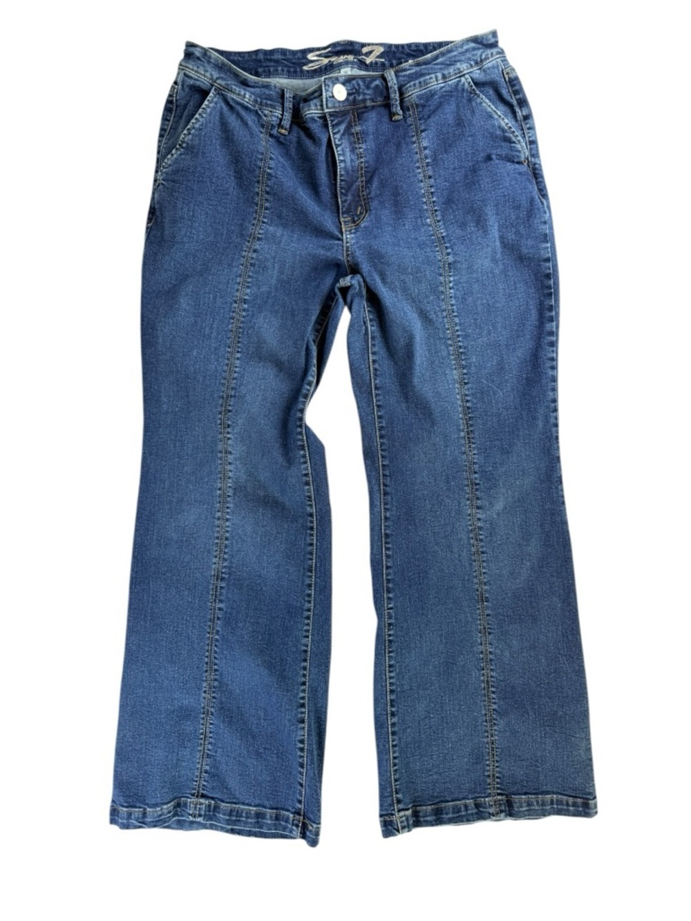 Seven7 Wide Leg Jeans Womens Size 16 Dark Wash High Rise Stretch‎ Denim